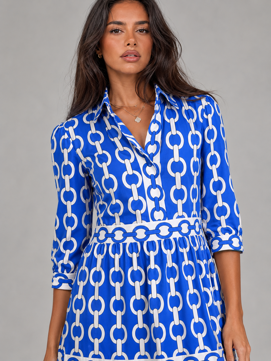 Chain Print Midi Dress Summer Women