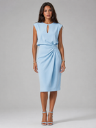 Keyhole Neck Ruched Midi Dress Cocktail Women