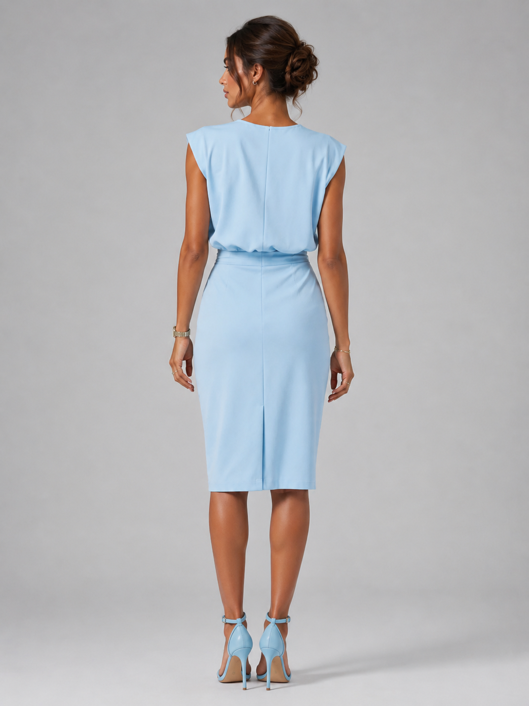 Keyhole Neck Ruched Midi Dress Cocktail Women