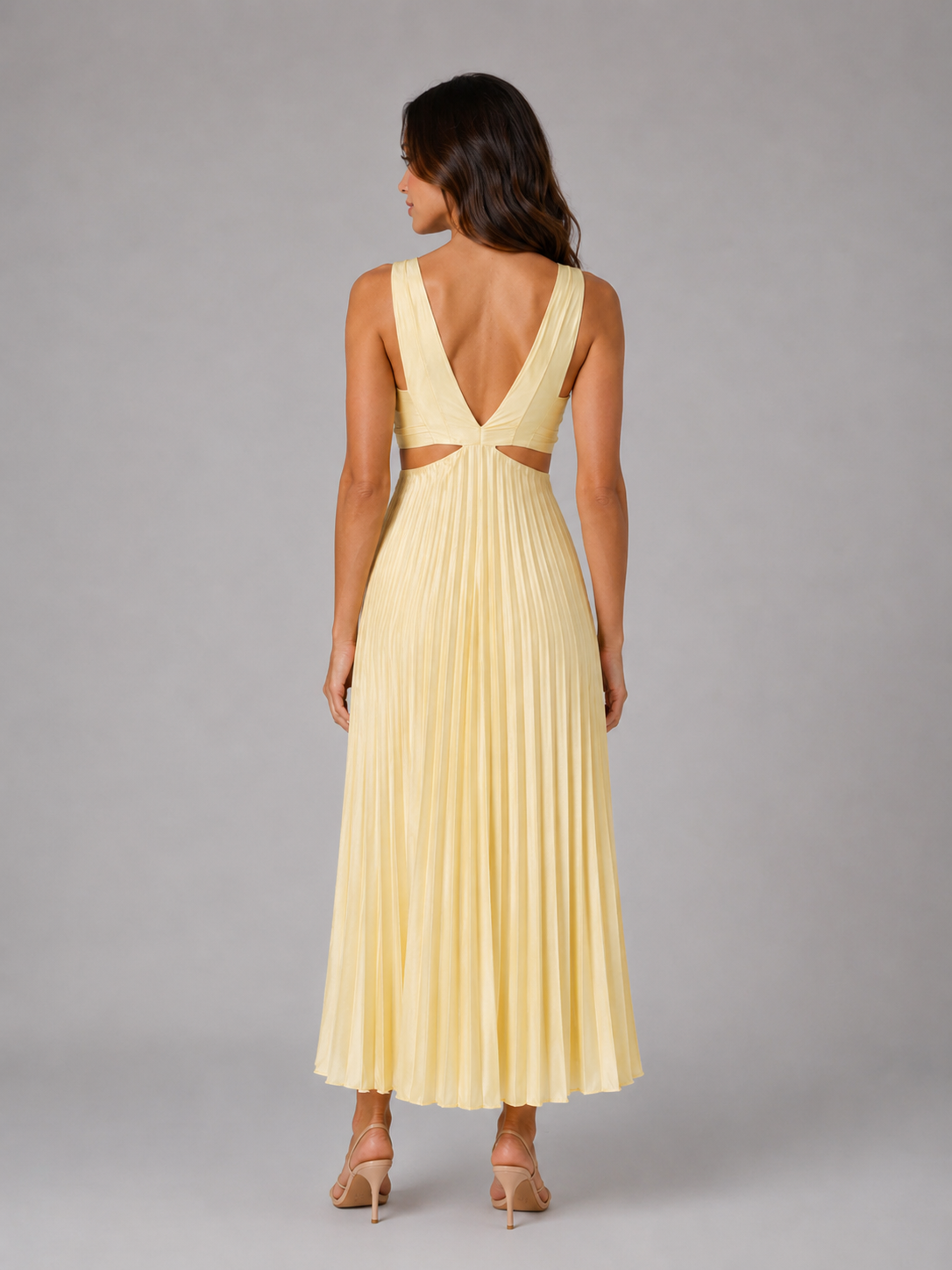 Pleated Cutout Midi Dress Cocktail Women