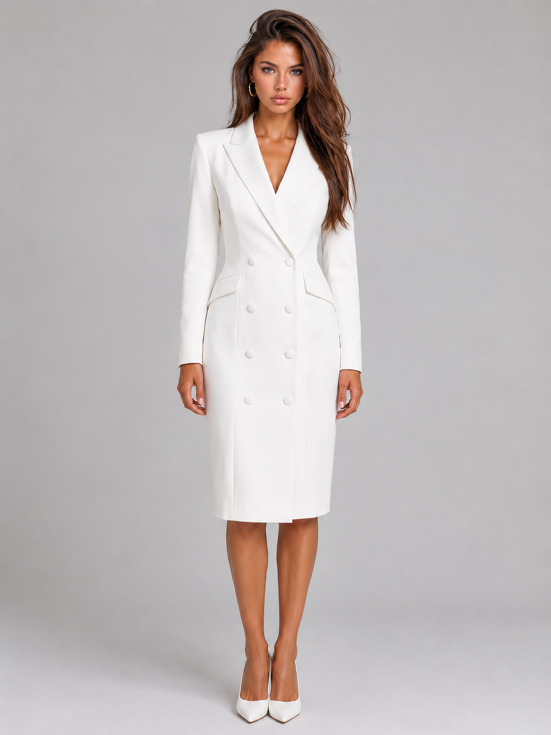 Double Breasted Blazer Midi Dress Cocktail Women