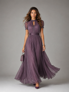 Chiffon Lace Trim Maxi Dress Wedding Guest