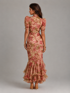 Chiffon Puff Sleeve Fishtail Maxi Dress Wedding Guest