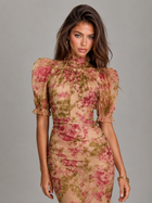 Chiffon Puff Sleeve Fishtail Maxi Dress Wedding Guest