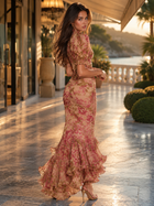 Chiffon Puff Sleeve Fishtail Maxi Dress Wedding Guest