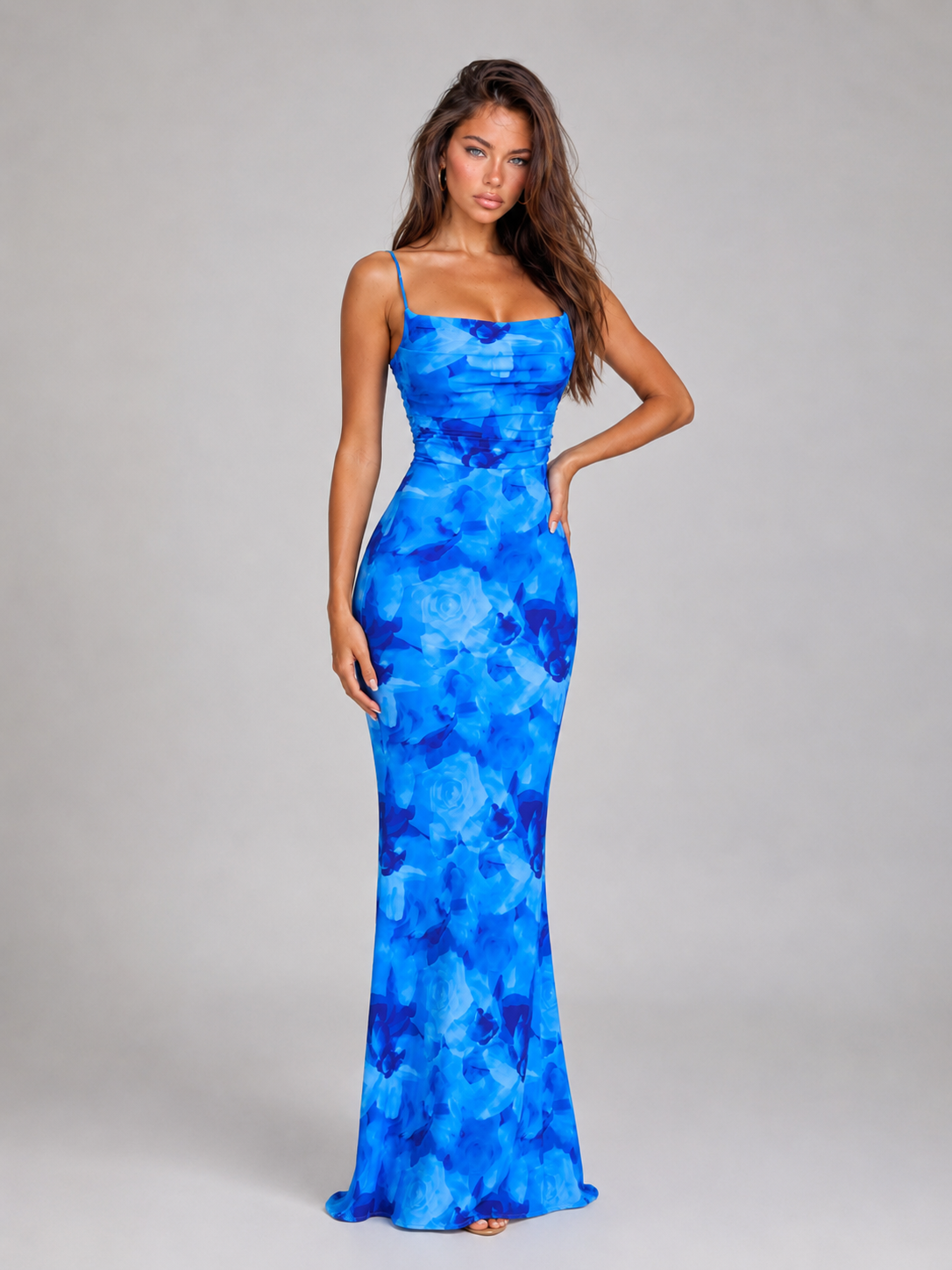 Floral Bodycon Maxi Dress Evening Women
