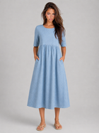 Linen Look Midi Dress Summer Women