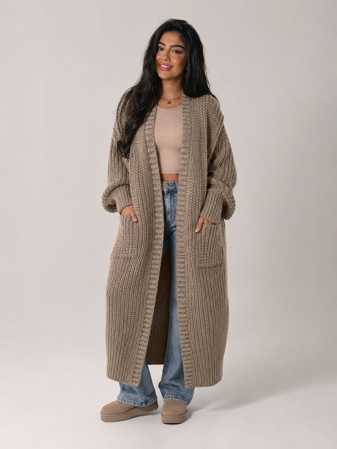 Ella | Longline Open Front Knit Cardigan