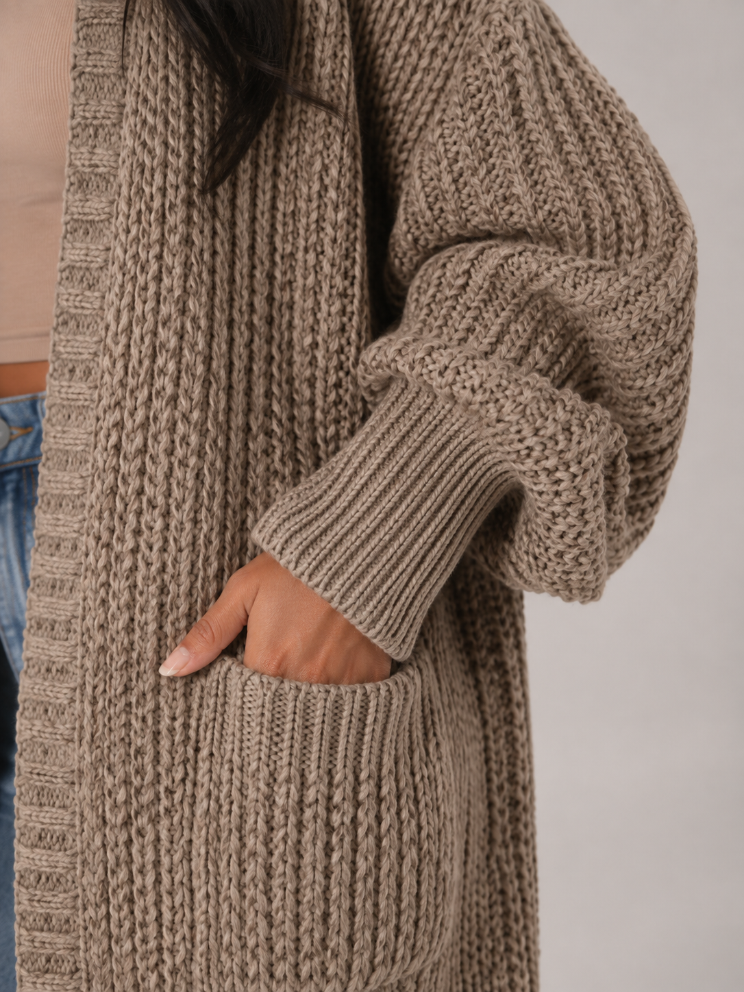 Ella | Longline Open Front Knit Cardigan