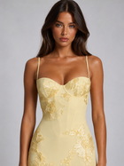 Floral Embroidered Corset Maxi Dress Wedding Guest