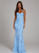 Floral Embroidered Corset Maxi Dress Wedding Guest
