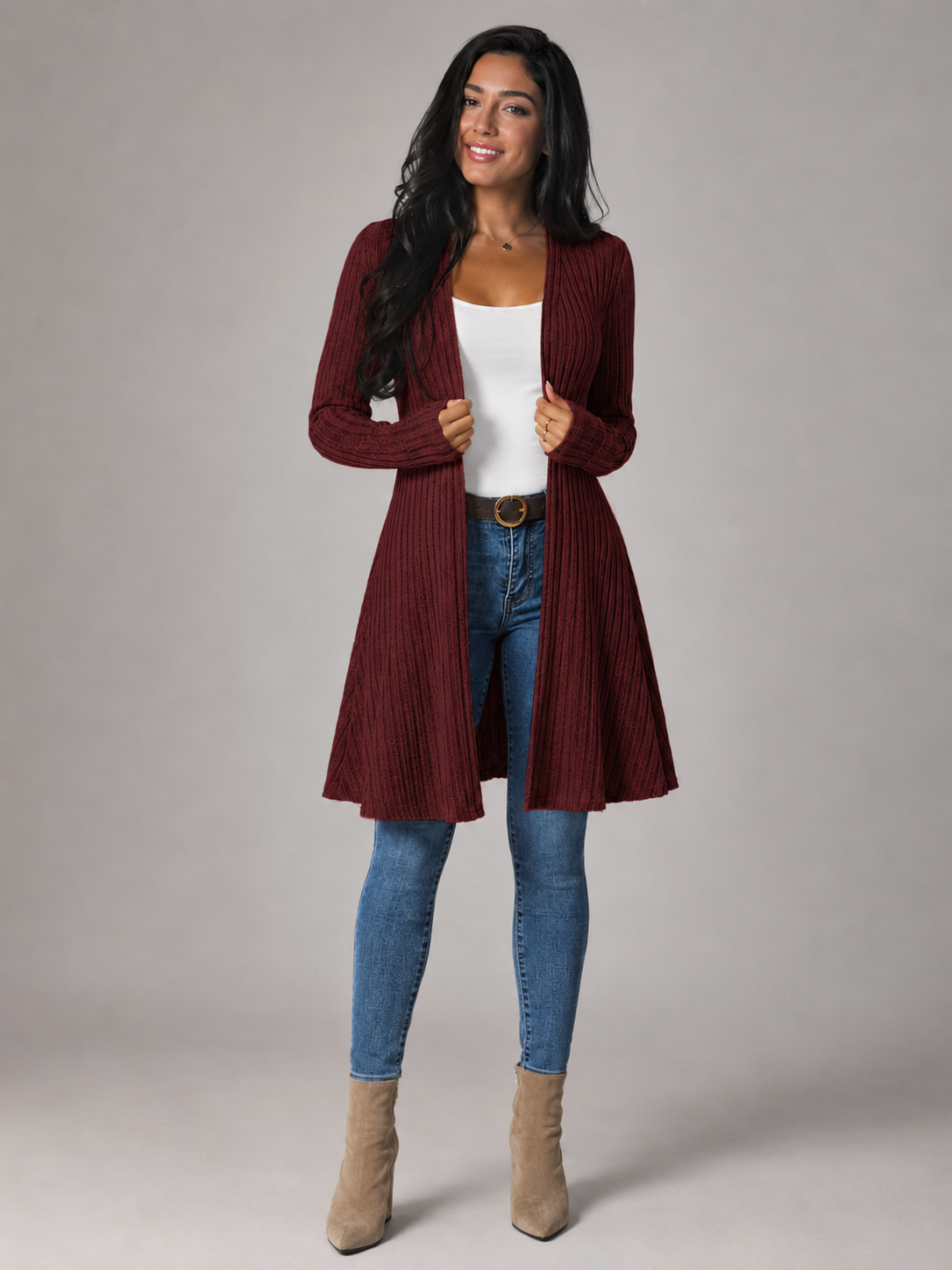 Laurel | Ribbed Open Front Cardigan