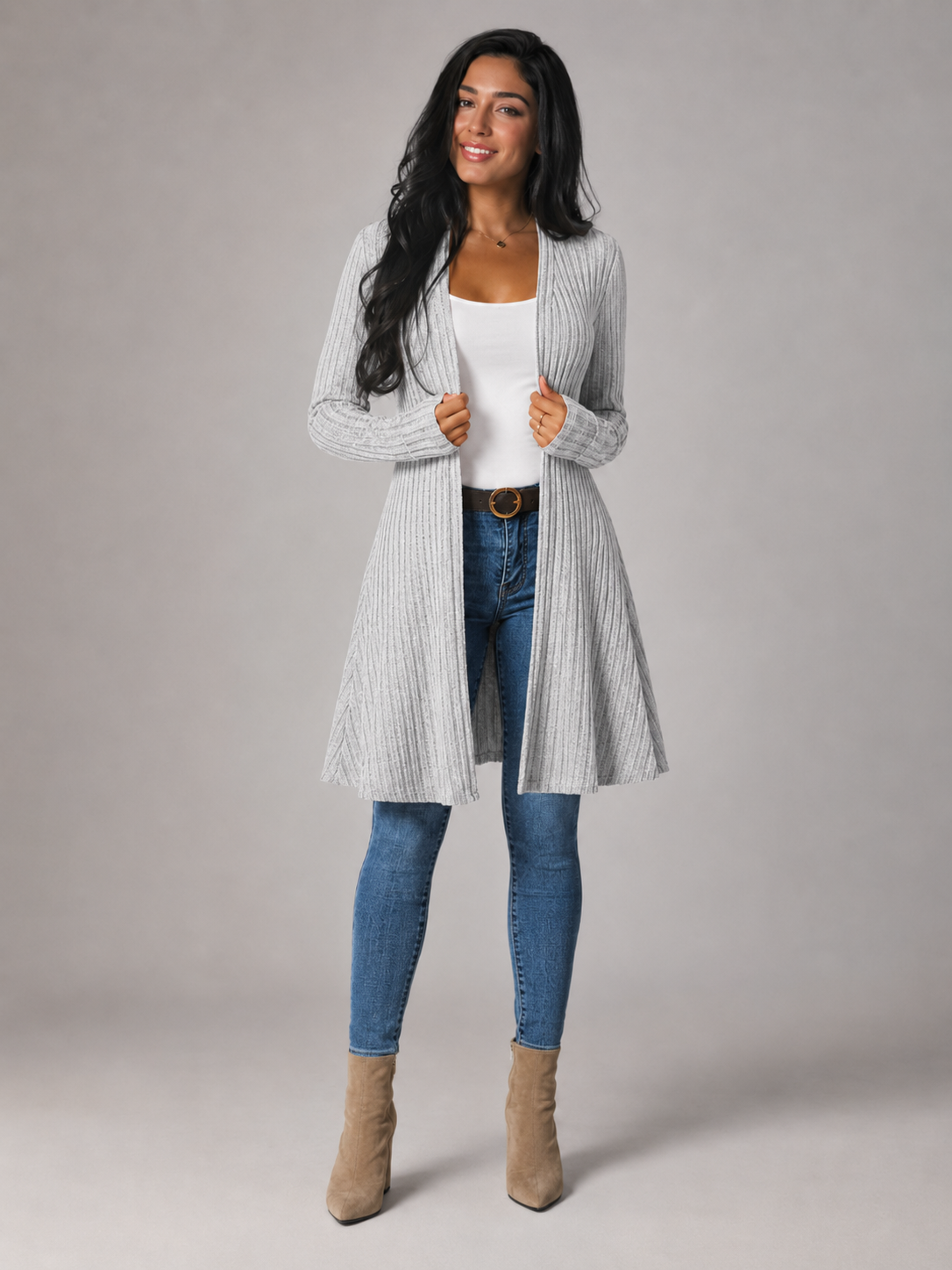 Laurel | Ribbed Open Front Cardigan