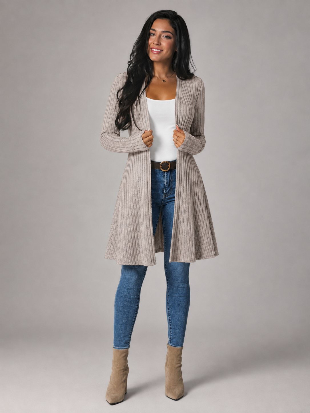 Laurel | Ribbed Open Front Cardigan