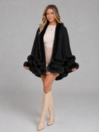 Women's Faux Fur Trim Cape Cardigan