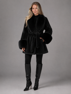 Women's Belted Faux Fur Collar Coat