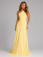 One Shoulder Chiffon Maxi Dress Evening Women