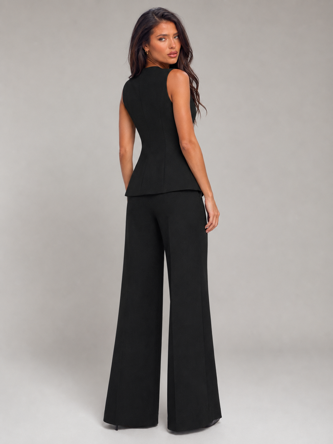 Selene | Tailored Vest & Wide Leg Pant Set