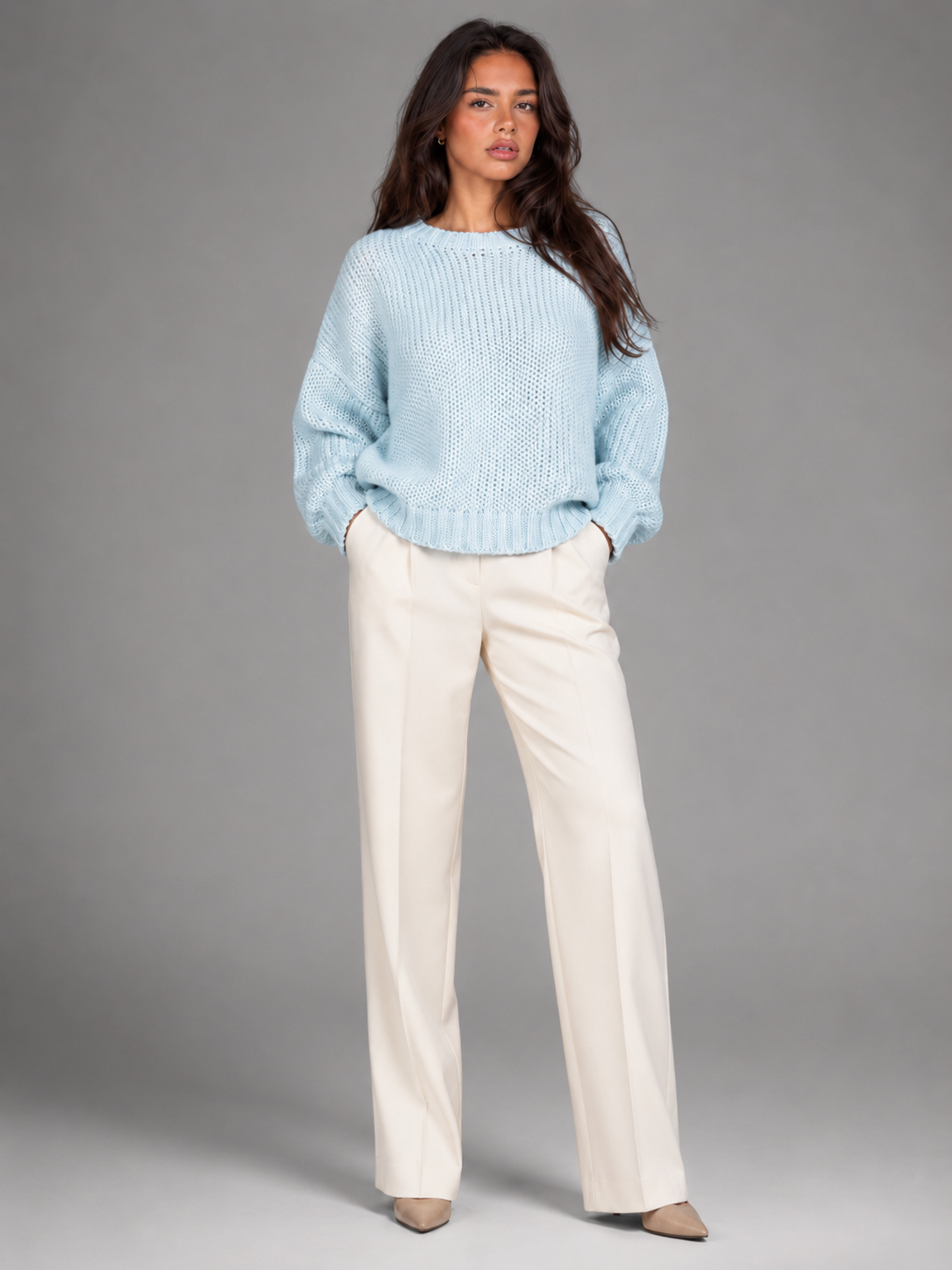 Hazel | Oversized Chunky Knit Crewneck Sweater