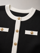 Black Contrast Trim Knit Mini Dress for Women