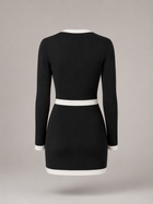 Black Contrast Trim Knit Mini Dress for Women