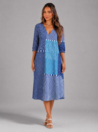 Patchwork Print Cotton Midi Dress Summer Women