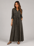 Polka Dot Tie Waist Maxi Shirt Dress Women
