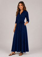 Polka Dot Tie Waist Maxi Shirt Dress Women
