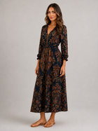 Floral Bohemian V Neck Maxi Dress Autumn Women