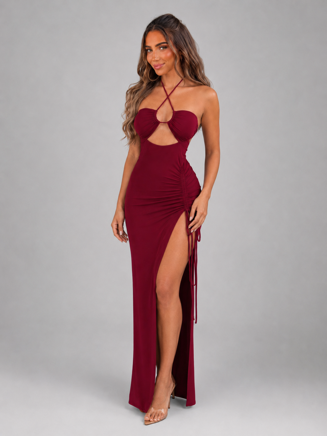 Halter Cutout Bodycon Maxi Dress Evening Women