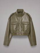 Cropped Faux Leather Utility Jacket for Women