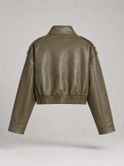 Cropped Faux Leather Utility Jacket for Women