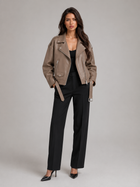 Oversized Faux Leather Biker Jacket for Women