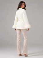 Belted Coat with Faux Fur Cuffs for Women