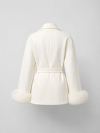 Belted Coat with Faux Fur Cuffs for Women