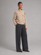 Women's Cropped Utility Jacket With Stand Collar