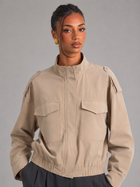 Women's Cropped Utility Jacket With Stand Collar