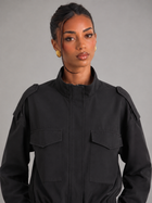 Women's Cropped Utility Jacket With Stand Collar