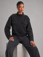Women's Cropped Utility Jacket With Stand Collar