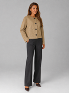 Women's Suede-Look Cropped Jacket With Patch Pockets Tan