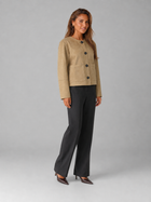 Women's Suede-Look Cropped Jacket With Patch Pockets Tan