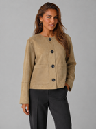 Women's Suede-Look Cropped Jacket With Patch Pockets Tan
