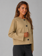 Women's Suede-Look Cropped Jacket With Patch Pockets Tan