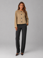 Women's Suede-Look Cropped Jacket With Patch Pockets Tan