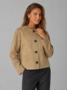 Women's Suede-Look Cropped Jacket With Patch Pockets Tan