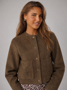 Women's Suede-Look Cropped Jacket With Patch Pockets