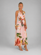 Floral Satin V Neck Maxi Dress Wedding Guest