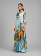 Baroque Print Button Front Shirt Maxi Dress Summer Women