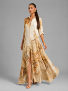 Baroque Print Button Front Shirt Maxi Dress Summer Women