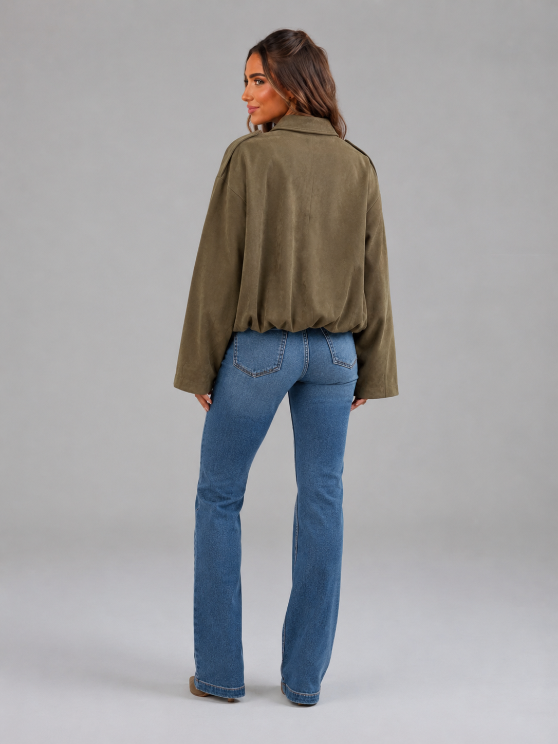 Faux Suede Oversized Shirt Jacket Autumn Women